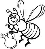 156x170 Clip Art Of Honey Bee Cartoon For Coloring Book K12807588