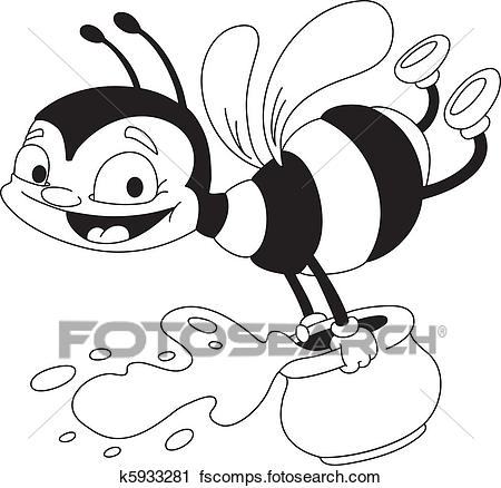 450x438 Clipart Of Bee Flying Outlined K5933281