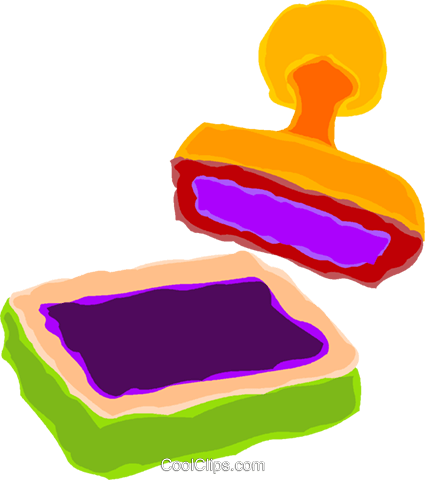 425x480 Ink Pad And Stamp Royalty Free Vector Clip Art Illustration