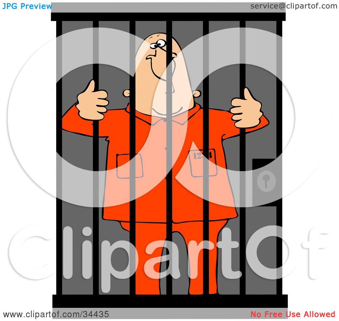 1080x1024 Clipart Illustration Of A Jailed White Man In Orange Clothes