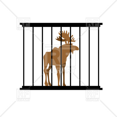 400x400 Elk In A Cage. Animal In Zoo Behind Bars. Vector Clipart Image