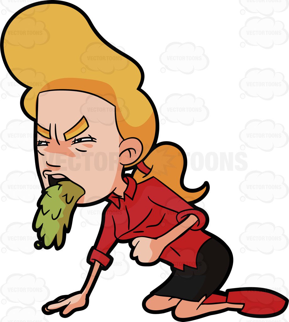 921x1024 A Sick Woman Throwing Up On The Floor Cartoon Clipart