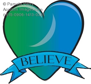 300x277 Art Illustration Of A Heart With A Believe Ribbon