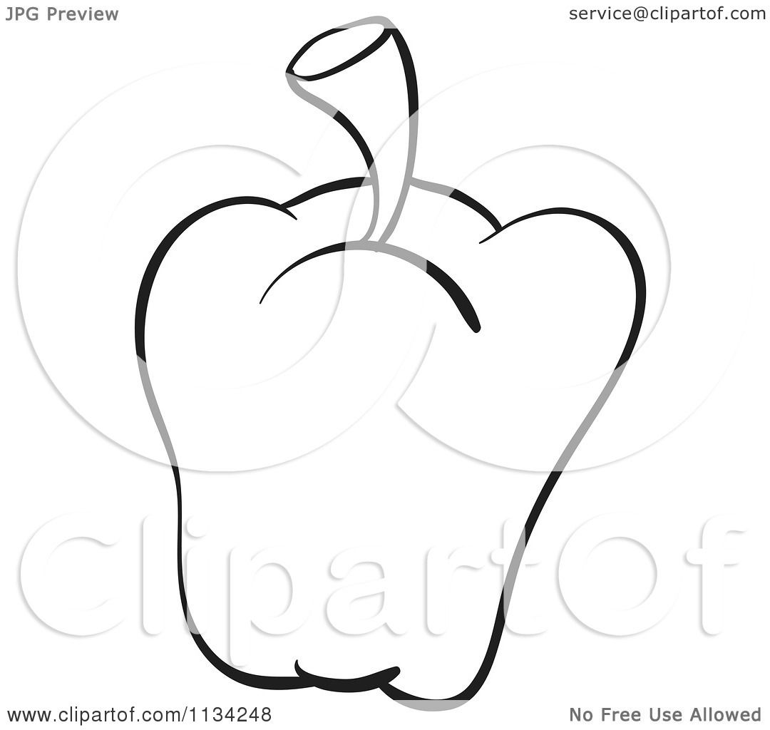 1080x1024 Cartoon Of A Black And White Bell Pepper Outline