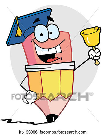 368x470 Clip Art Of Pencil Graduate Ringing A Bell K5133086