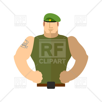 400x400 Soldier Portrait, Man In Military Green Beret Royalty Free Vector