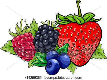 450x338 Clipart Of Berry Fruits Cartoon Illustration K14299362