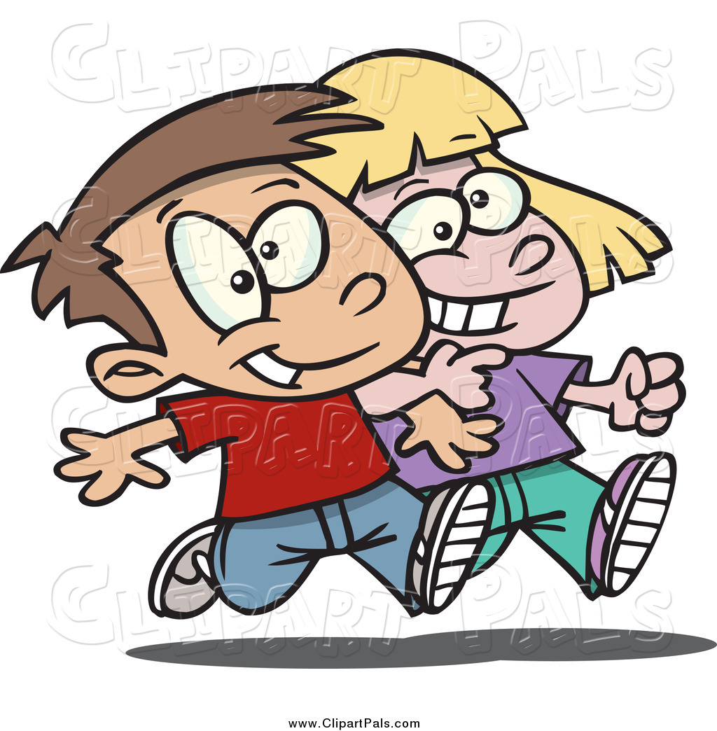1024x1044 Pal Clipart Of A Cartoon Happy Boy And Girl Walking Arm In Arm By