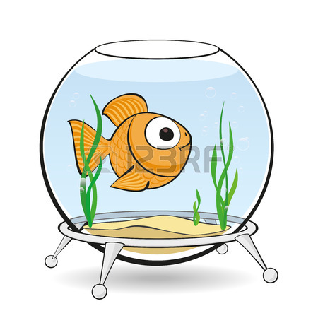 450x450 Lonely Goldfish Swim In An Aquarium Between Algae Royalty Free