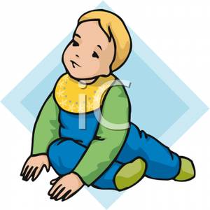 300x300 Toddler Boy Wearing A Yellow Bib Clip Art Image