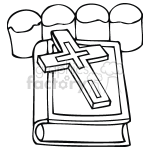 300x300 Royalty Free Black And White Cross Lying On Bible 144361 Vector