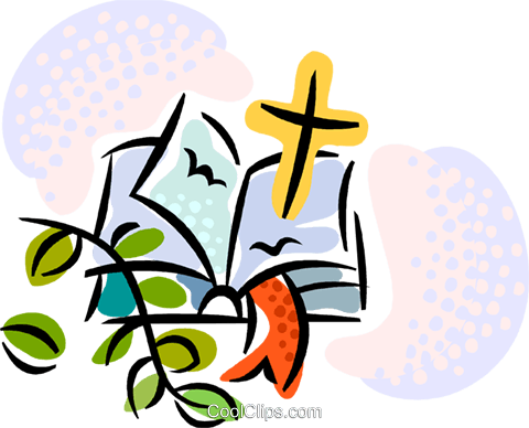 480x388 Bible And Cross Royalty Free Vector Clip Art Illustration