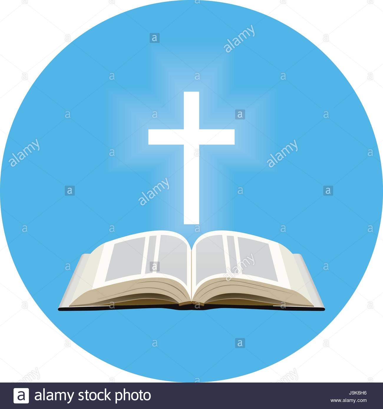 1300x1390 Bible And Shining Cross Concept. Icon In Blue Circle On White