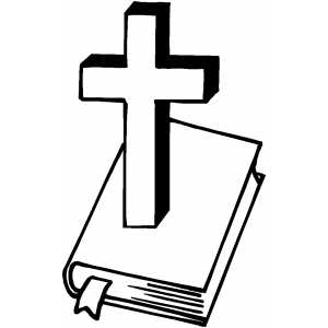 300x300 Cross And Bible Coloring Page