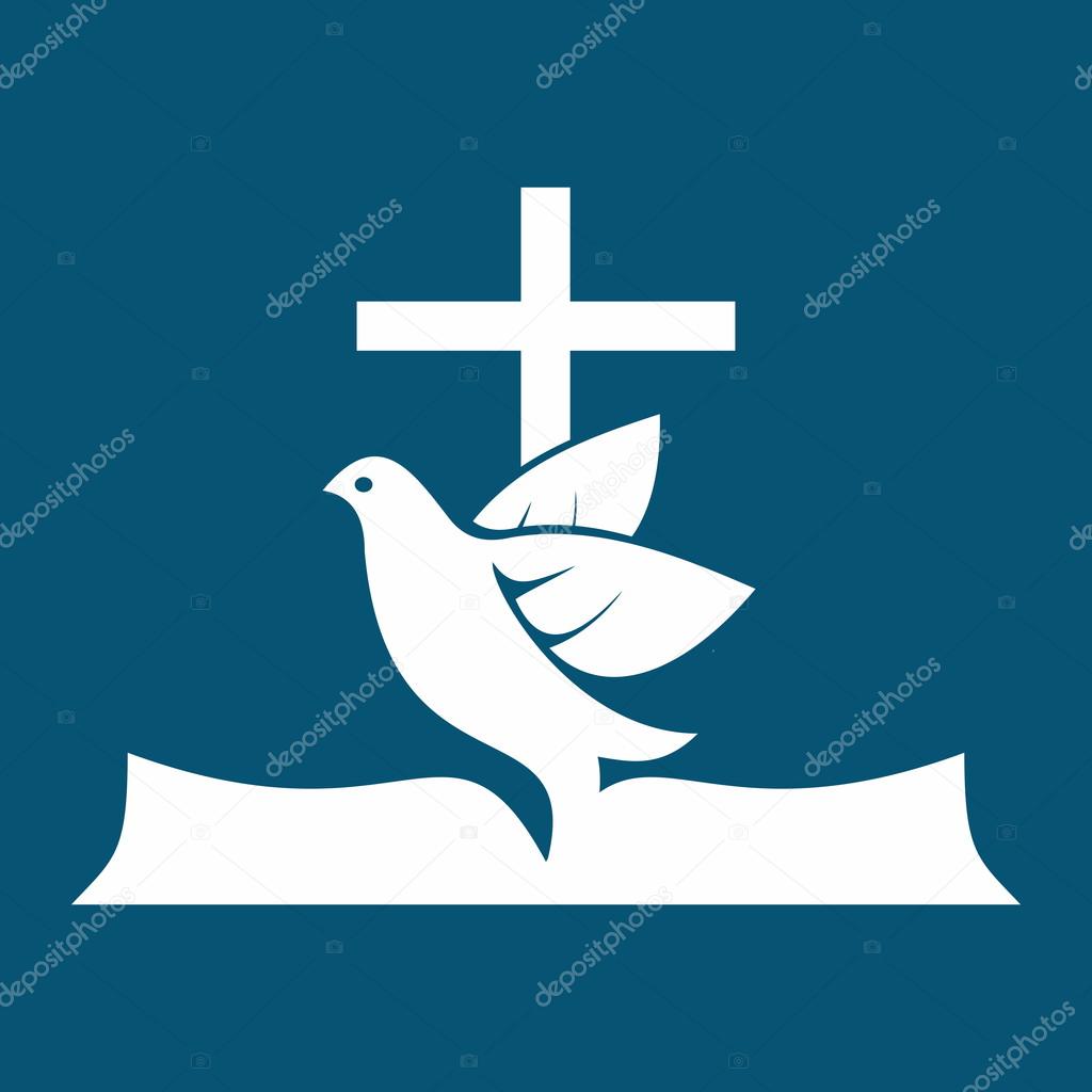 1024x1024 Open Bible, Dove, Cross, Holy Spirit, Bible, Pages Stock Vector