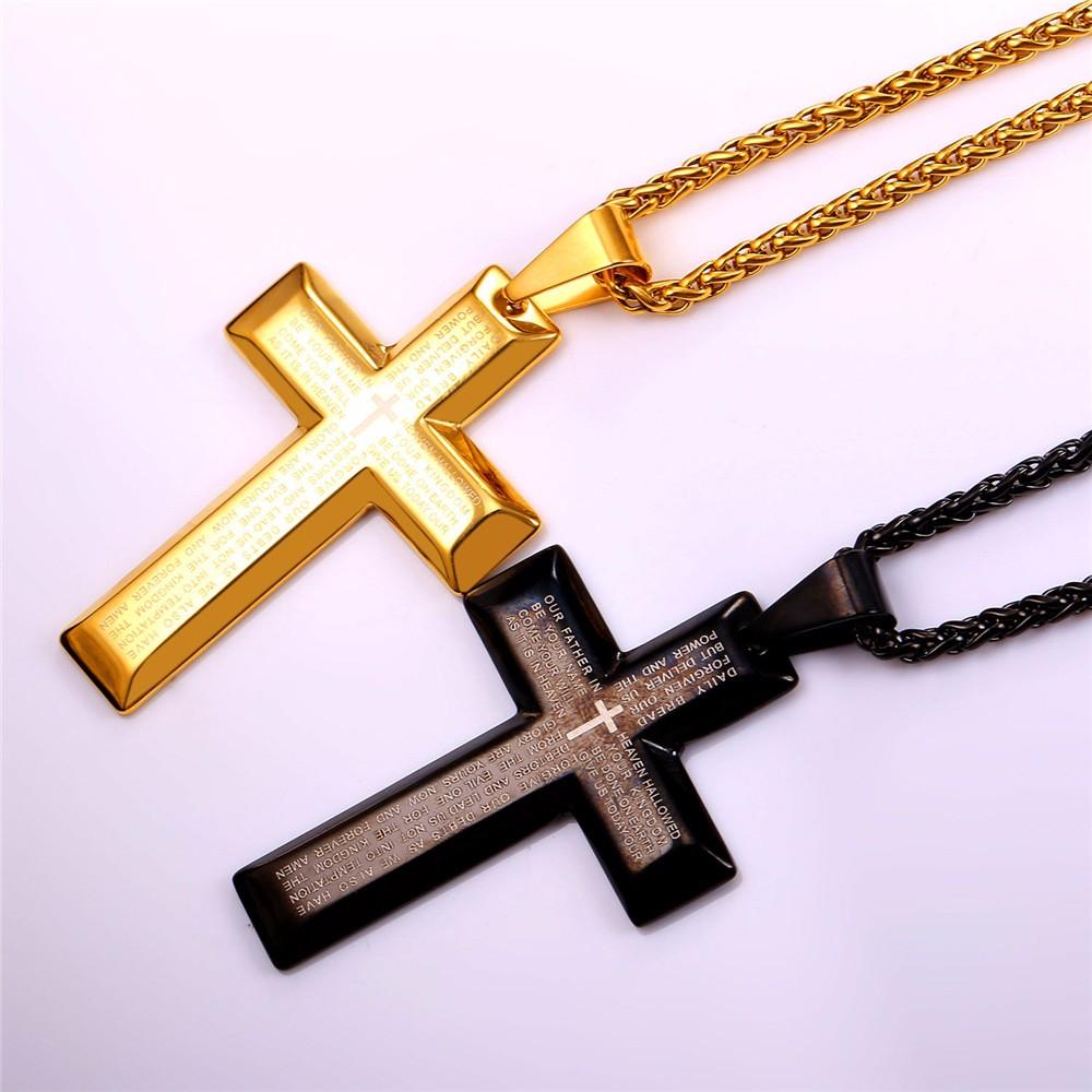 1000x1000 U7big Cross Necklaces Blackgold Color Stainless Steel Bible Cross