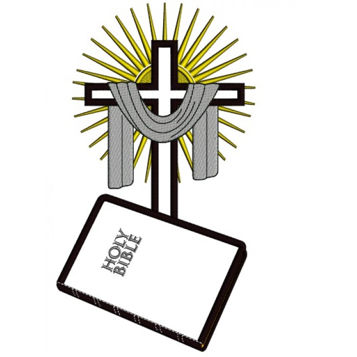 700x700 Bible And Cross Applique Machine Embroidery Design Digitized Pattern