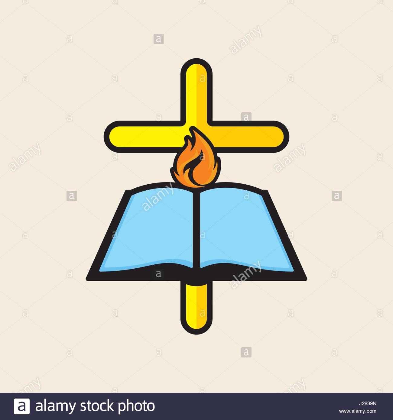1300x1390 Church Logo. The Cross Of Jesus, The Open Bible And The Dove