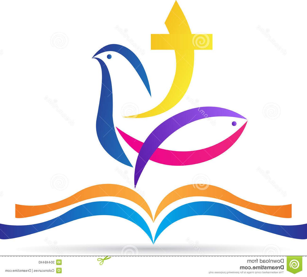 1300x1173 Hd Holy Bible Cross Dove Fish Vector Drawing Represents Design