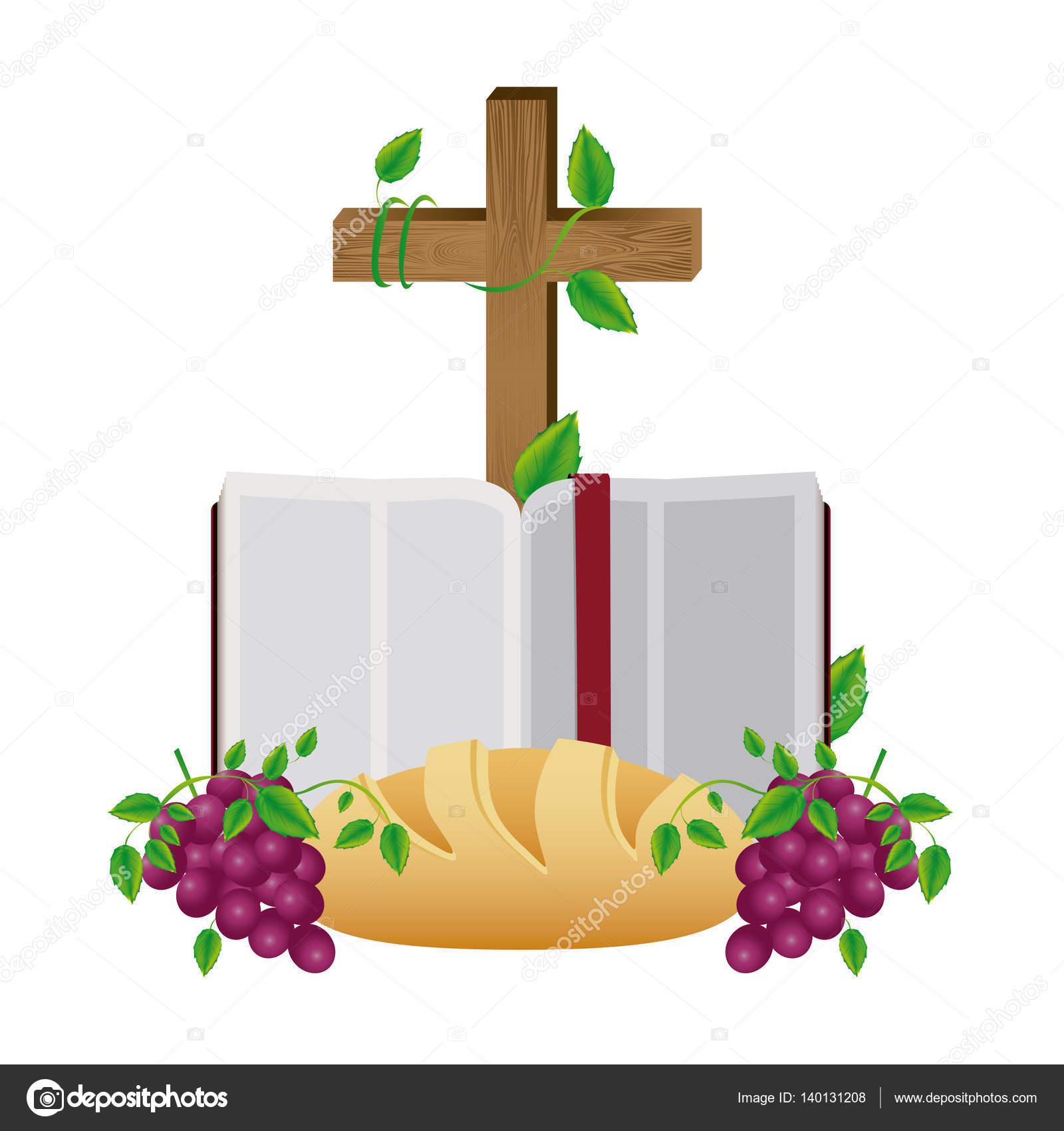 1600x1700 Colorful Silhouette With Holy Bible Open With Cross Bread