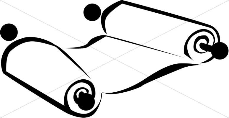 776x400 Scroll In Black And White Bible Clipart