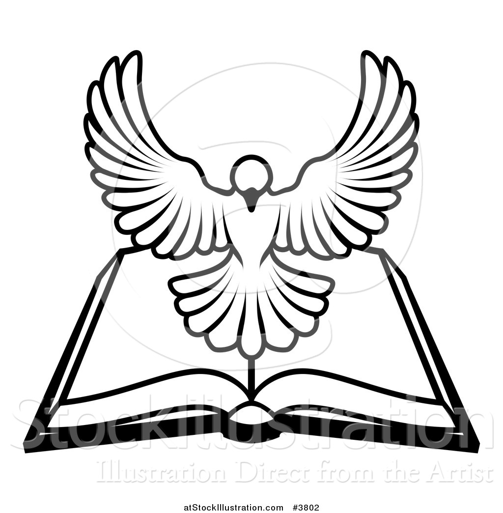 1024x1044 Vector Illustration Of A Blackd White Holy Spirit Dove Above