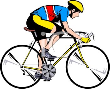 350x285 Clip Art Image Of A Man Riding A Yellow Bicycle