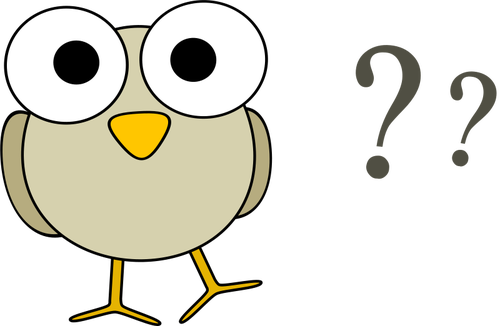 500x326 Vector Drawing Of Funny Grey Cartoon Bird With Big Eyes And Some