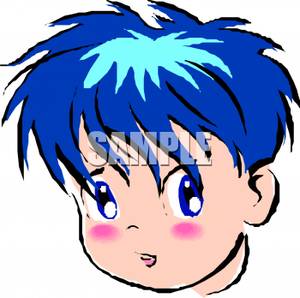 300x298 Anime Style Girl With Blue Hair, Big Blue Eyes And Pink Cheeks