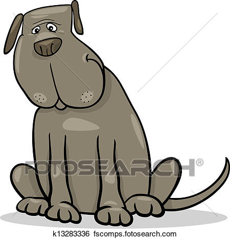 450x466 Clip Art Of Funny Big Gray Dog Cartoon Illustration K13283336