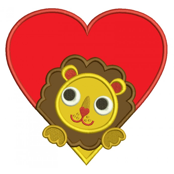 700x700 Heart Lion Applique Machine Embroidery Design Digitized Pattern