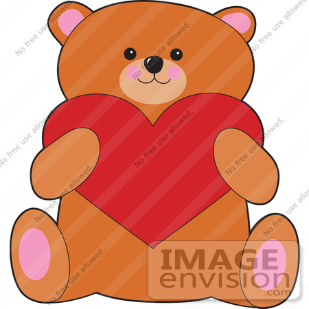 450x450 Clip Art Graphic Of A Valentines Day Teddy Bear Holding A Big Red