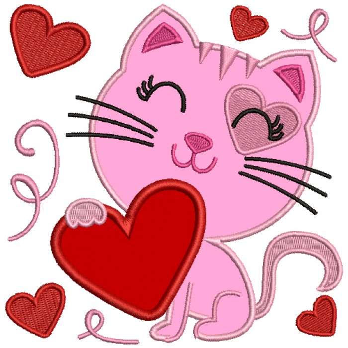 700x700 Little Kitten With A Big Heart Love Applique Machine Embroidery