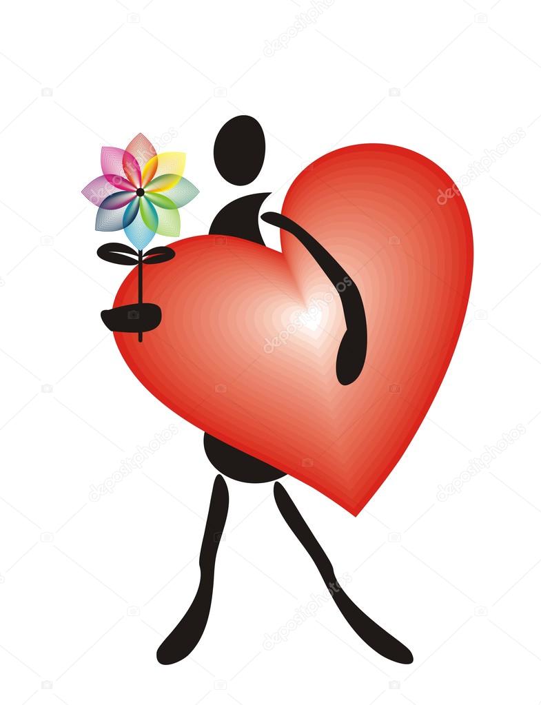 785x1023 Man With A Big Heart Stock Vector Ipetra