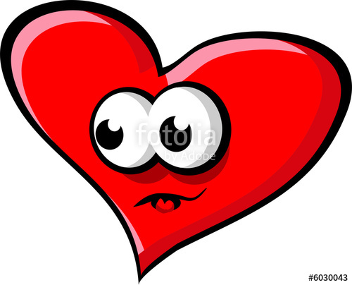 500x404 Big Red Heart With Eyes Mouth Looking Right Stock Photo