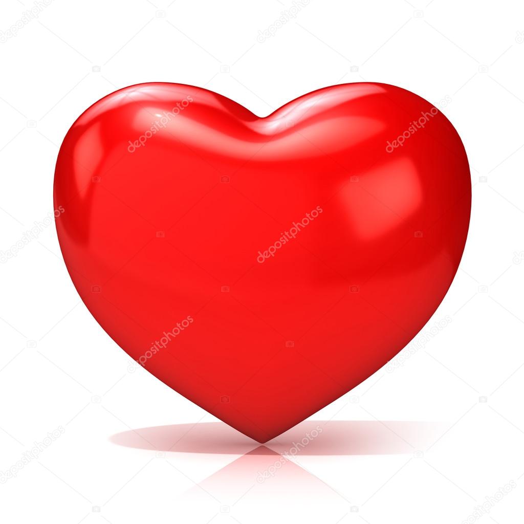 1024x1024 Big Red Heart. 3d Render Illustration Isolated On White Background