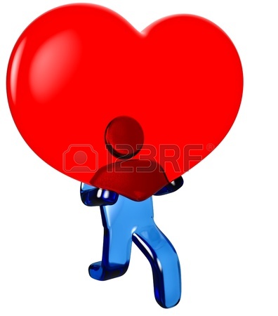 396x450 Black Man Taking Up The Big Red Heart As A Symbol Of Love Stock