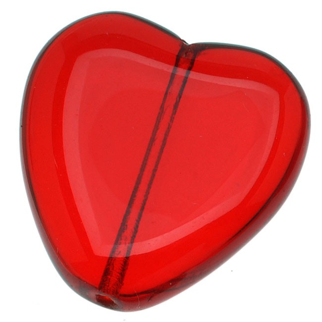 650x650 Czech Glass Big 22mm Heart Pendant Bead Ruby Red (X6)
