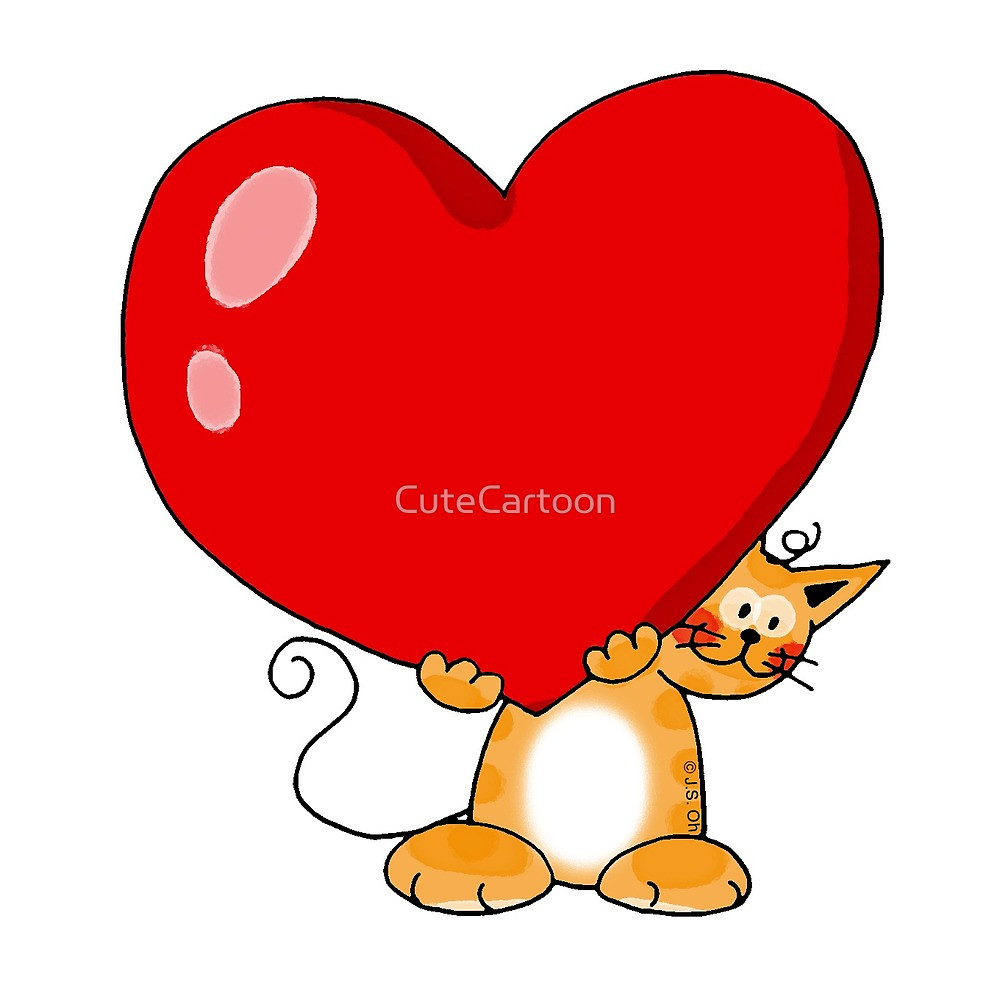 1000x988 Orange Cat With A Big Red Heart By Cutecartoon Redbubble
