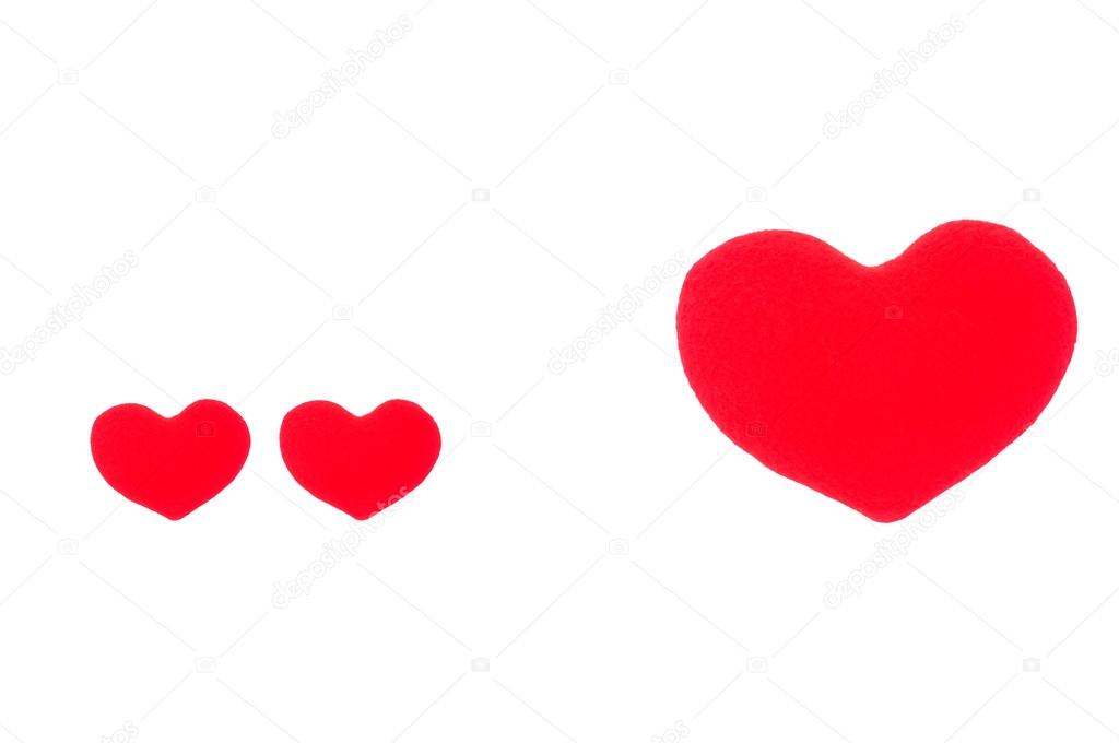 1024x680 A Small Red Heart And A Big Red Heart On A White Background