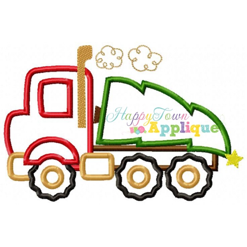 800x800 Big Rig With Tree Applique Design