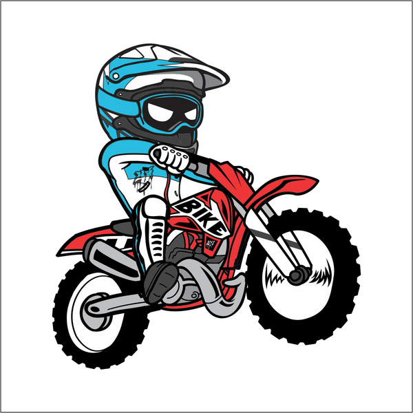 600x600 Cartoon Dirt Bike Sticker Yamps Designs, Llc