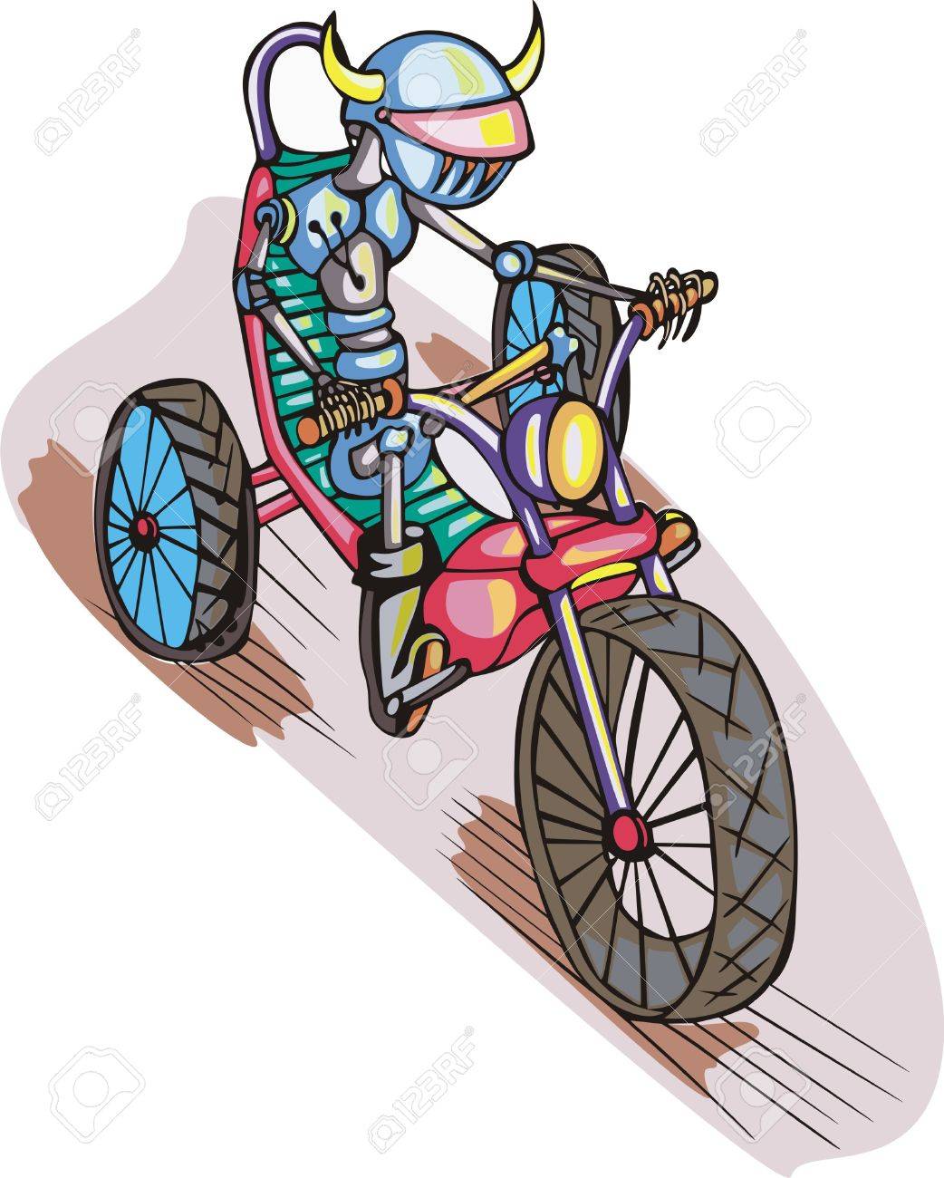 1042x1300 Robot On Bike Cartoon Royalty Free Cliparts, Vectors, And Stock