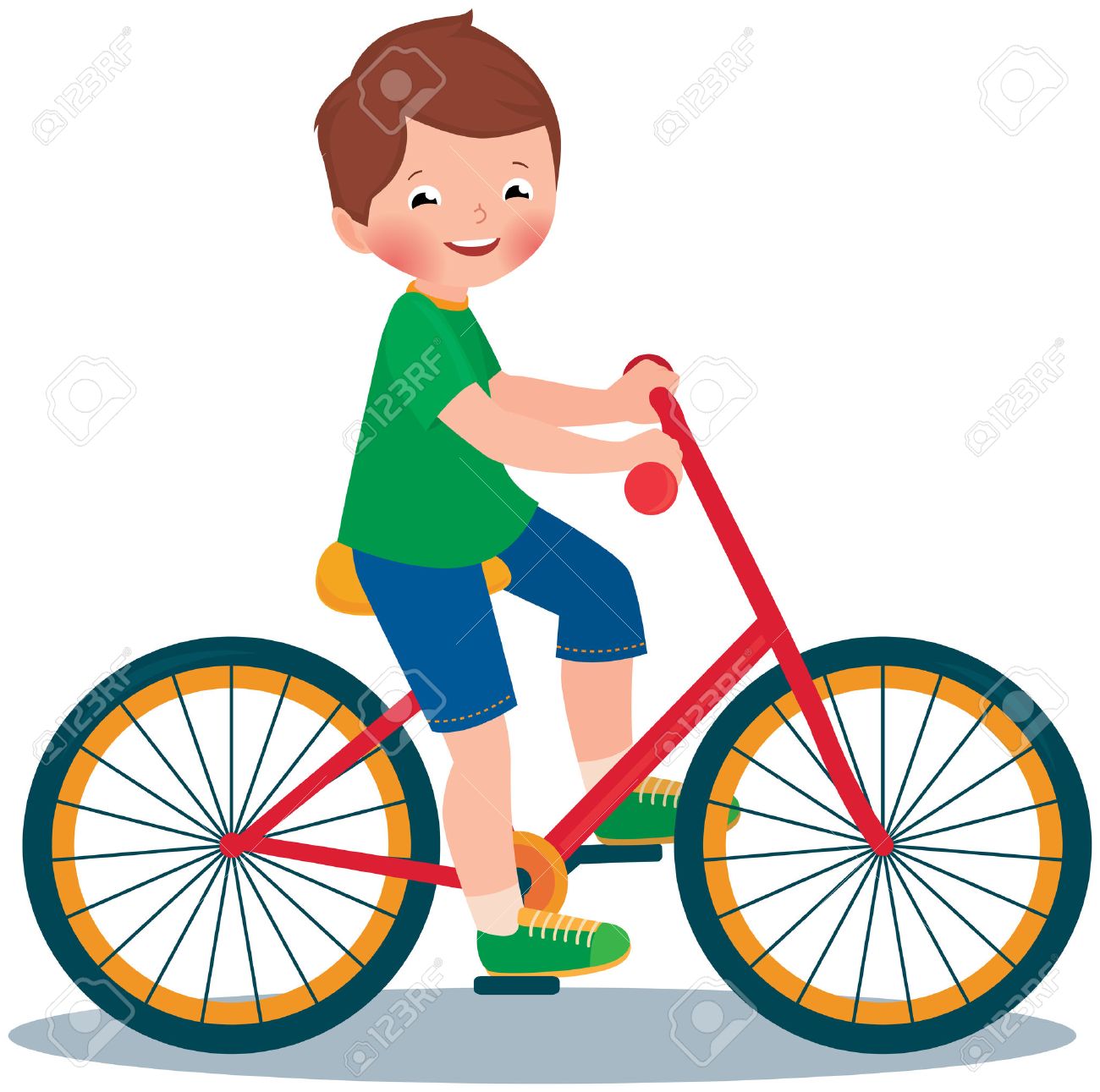 1300x1291 Stock Vector Cartoon Illustration Of A Boy Child Rides A Bike