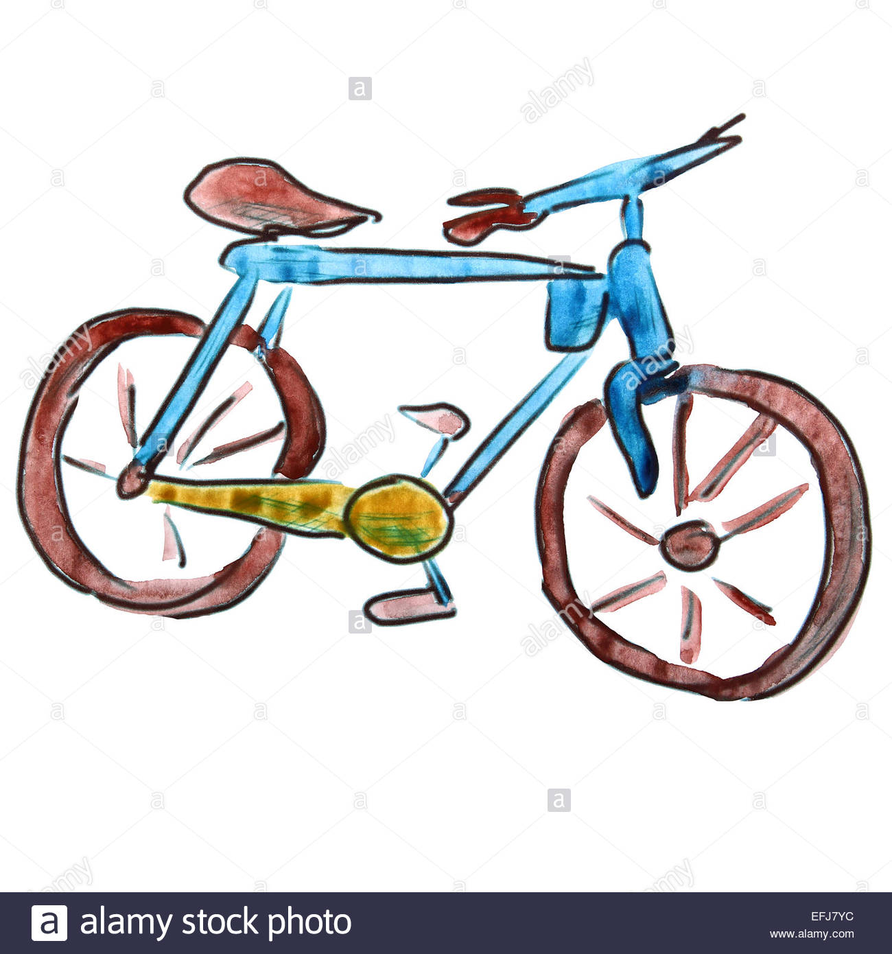 1300x1390 Watercolor Bike Blue Cartoon Figure, Isolated White Background