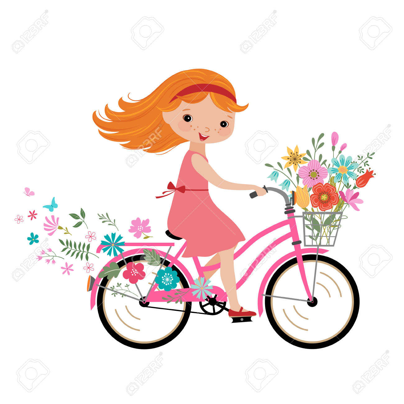 1300x1300 Clipart Of A Little Girl Riding A Bike