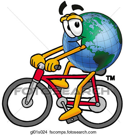 441x470 Clipart Of Globe Man Riding Bike Gl01s024