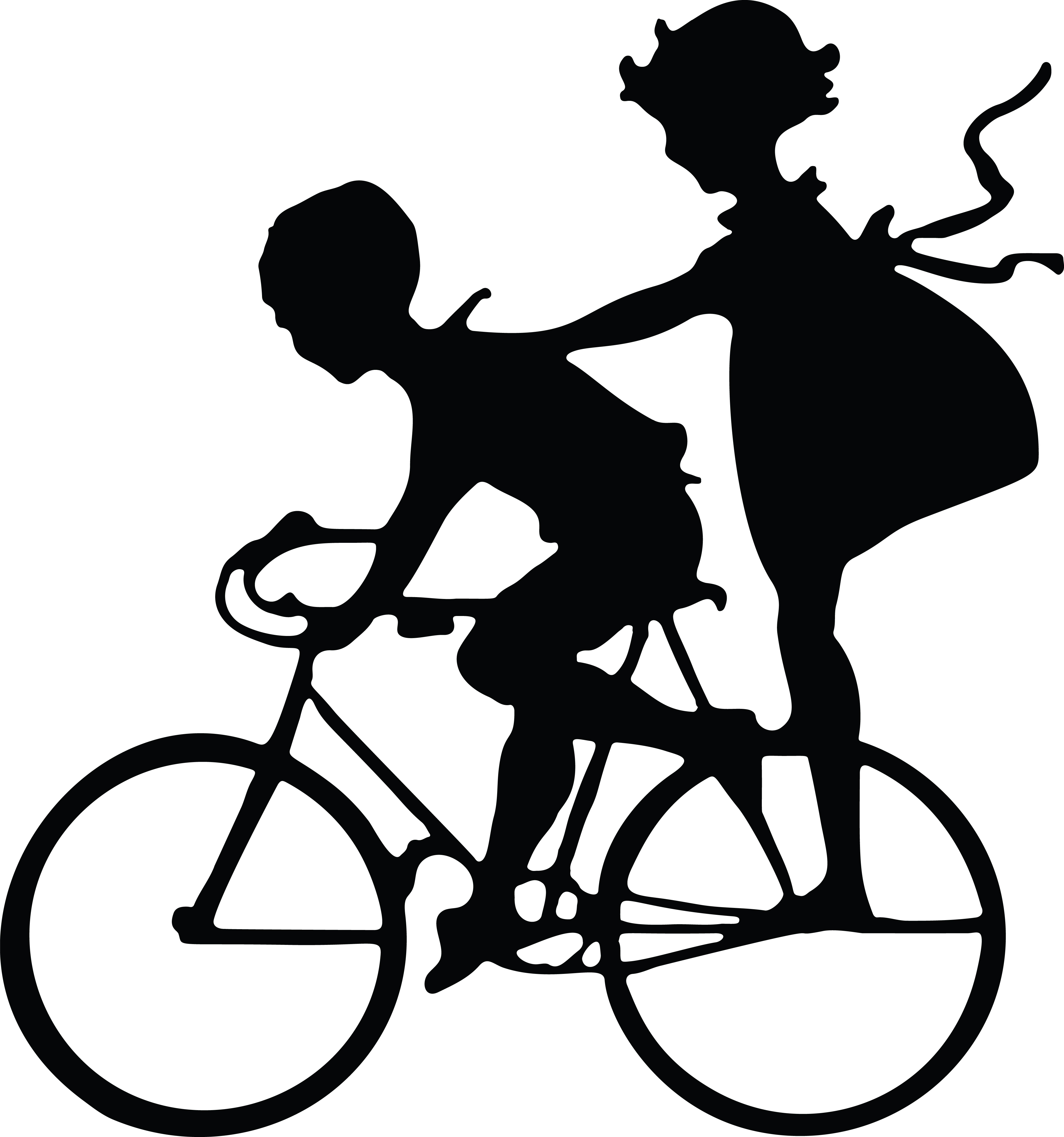 4000x4273 Clipart Of A Silhouetted Girl Riding On The Back Of A Boys Bike