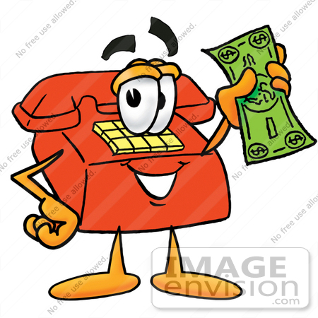 450x450 Clip Art Graphic Of A Red Landline Telephone Cartoon Character