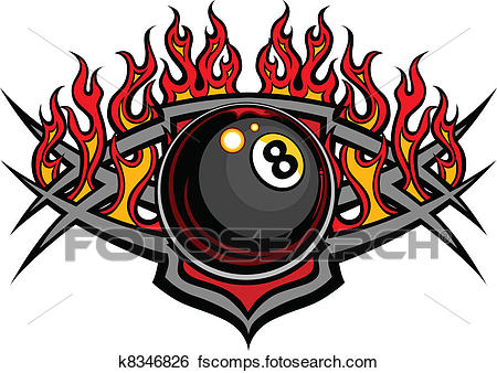 450x338 Clip Art Of Billiards Eight Ball Flaming Vector K8346826
